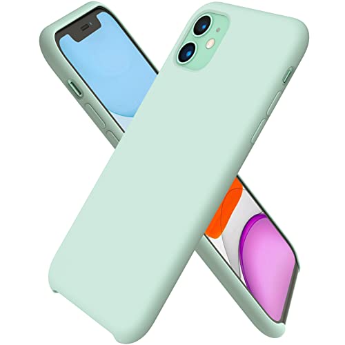 ORNARTO Funda Silicone Case para iPhone 11, Carcasa de Silicona LÃ­quida Suave Antichoque Bumper para iPhone 11 (2019) 6,1 Pulgadas-Menta Verde