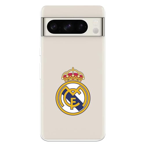 Funda para Google Pixel 8 Pro del Real Madrid Escudo Real Madrid tansparente para Proteger tu móvil. Carcasa de Silicona Flexible con Licencia Oficial Real Madrid