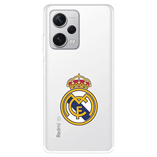 Funda para Xiaomi Redmi Note 12 Pro + 5G del Real Madrid Escudo Real Madrid tansparente para Proteger tu móvil. Carcasa de Silicona Flexible con Licencia Oficial Real Madrid