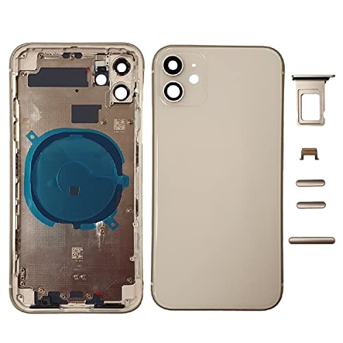 SmartexÂ® Chasis de Vidrio + Carcasa Trasera y Botones Laterales Compatible con iPhone 11 | Back Cover + Frame (Bianco)