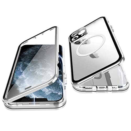 Jonwelsy Funda para iPhone 11 Pro, ProtecciÃ³n Doble Cara 360 Grados Compatible Magsafe Metal de AdsorciÃ³n MagnÃ©tica Case Cover Delantera Vidrio y Trasera Mate PC Cubierta para 11 Pro 6,1