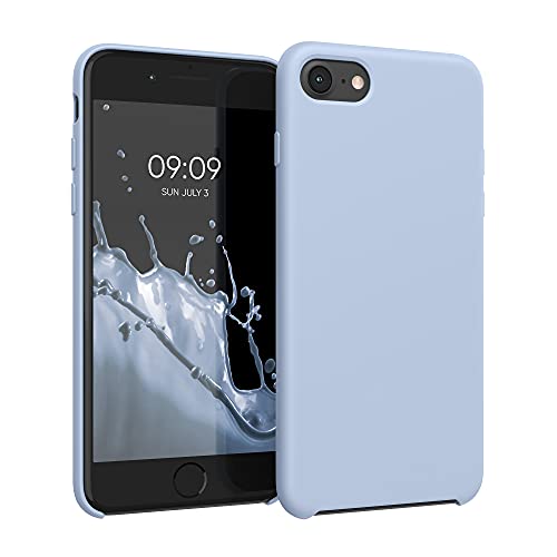 kwmobile Carcasa Compatible con Apple iPhone SE (2022) / iPhone SE (2020) / iPhone 8 / iPhone 7 Funda - Case TPU y Silicona antigolpes - Apto Carga inalÃ¡mbrica - Azul Claro Mate