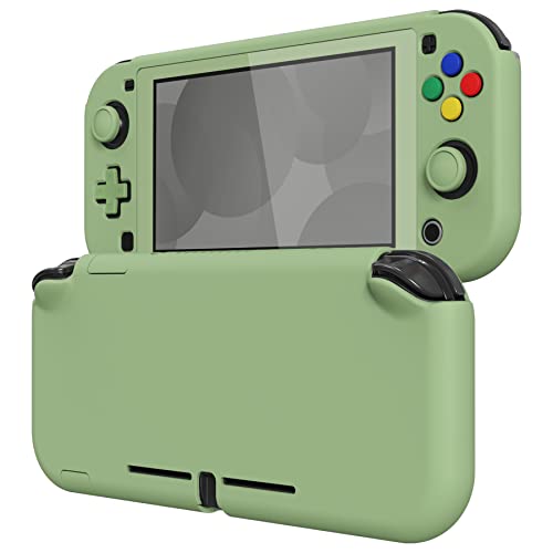 eXtremeRate PlayVital Funda para Nintendo Switch Lite Carcasa Tacto Suave Estuche Acoplable con Protector de Pantalla de Vidrio Templado Protectora Duradera para Control Switch Lite(Matcha Verde)