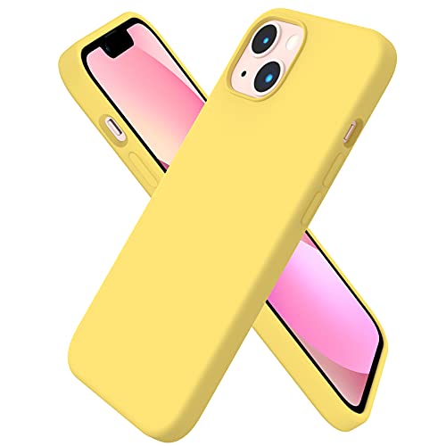 ORNARTO Funda Silicone Case Compatible con iPhone 13, ProtecciÃ³n de Cuerpo Completo,Carcasa de Silicona LÃ­quida Suave Antichoque Case para iPhone 13 (2021) 6,1-Amarillo limÃ³n