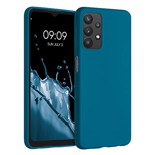 kwmobile Carcasa para Samsung Galaxy A32 5G Funda - Ultrafina de TPU y Silicona con Bordes elevados anticaídas - Azul océano