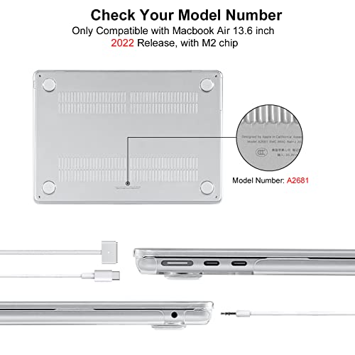 EooCoo Funda Compatible para 2022 MacBook Air 13.6 Pulgadas M2 A2681 con Touch ID, Carcasa de Plástico - Cristal Transparente