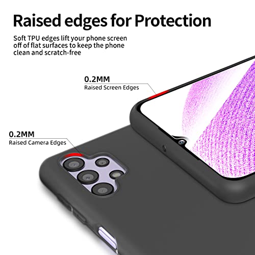 NEW'C Funda para Samsung Galaxy A32 5G (No para A32 4G) Carcasa Silicona Negra y 2X Protector de Pantalla para Samsung Galaxy A32 5G Cristal Templado - AntiaraÃ±azos