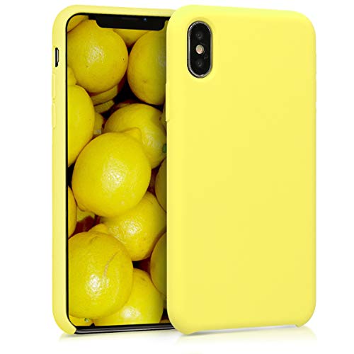 kwmobile Carcasa Compatible con Apple iPhone X Funda - Case TPU y Silicona antigolpes - Apto Carga inalÃ¡mbrica - Amarillo Pastel