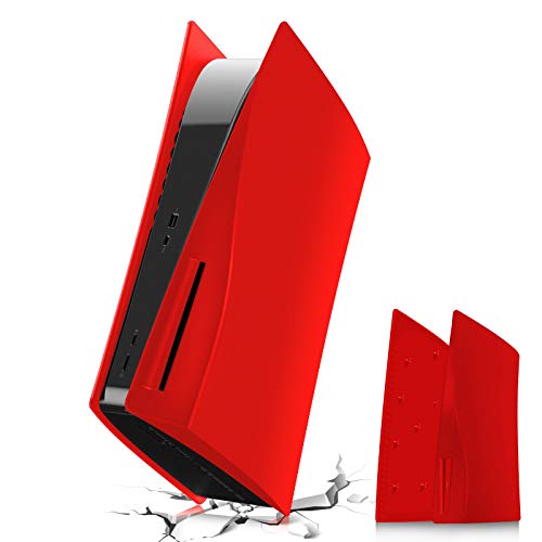 para PS5 Carcasa Console, Carcasa RÃ­gida Placa para PS5 a Prueba de Golpes, ABS Antirrayas a Prueba de Polvo Carcasa Placa Repuesto Cubierta de Consola para PS5 Console Disc Edition - Rojo