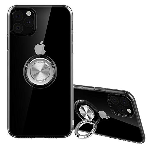 SORAKA Funda Transparente para iPhone 11 con Anillo Giratorio de 360 Grados y Placa de Metal Compatible con Soporte MÃ³vil Coche MagnÃ©tico Ultradelgado Carcasa de TPU Suave