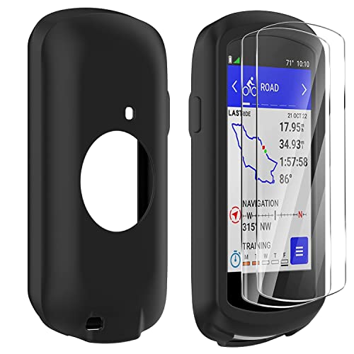 Braleto Funda +2 Piezas Protector de Pantalla Compatible con Garmin Edge 1040,Protector de Pantalla de Vidrio de Dureza 9H Accesorios para Ordenadores de Bicicleta GPS (Negro)
