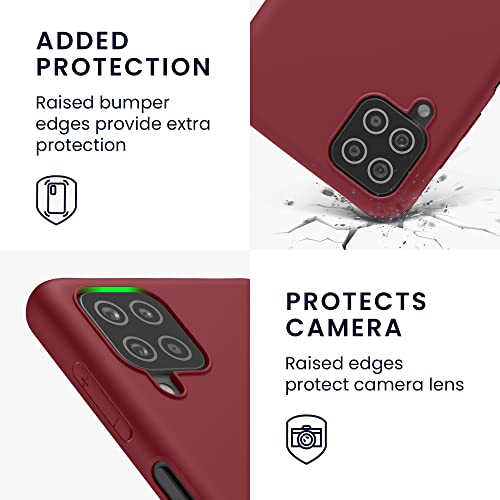 kwmobile Carcasa para Samsung Galaxy A12 Funda - Ultrafina de TPU y Silicona con Bordes elevados anticaÃ­das - Rojo lacre
