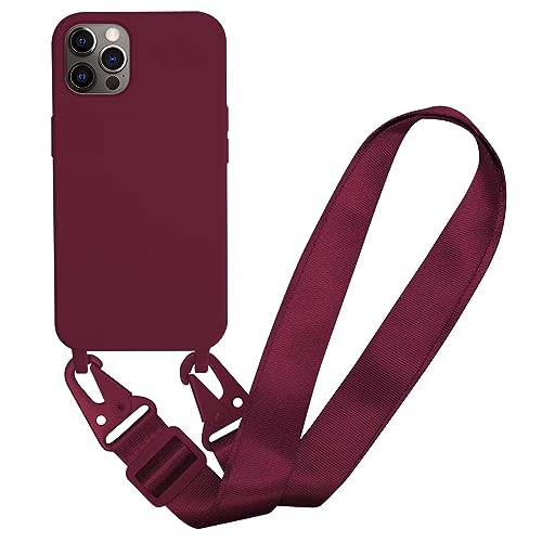 MBSLFY Funda con Cuerda para iPhone 13 Pro MAX,Ajustable Collar Colgante Correa de Cuello Cadena CordÃ³n Carcasa de Silicona Case[Anti-rasguÃ±os Anti-Choque Moda],Rojo