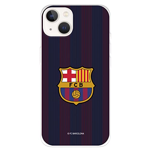 Funda para iPhone 14 del FC Barcelona Rayas Blaugrana para Proteger tu m贸vil. Carcasa para iPhone de Silicona Flexible con Licencia Oficial de Licencia Oficial FC Barcelona