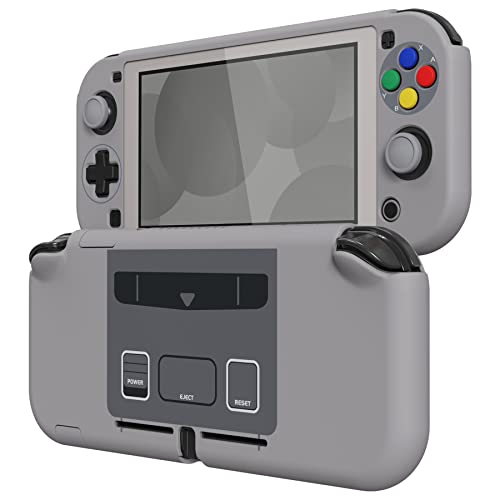 eXtremeRate PlayVital Funda para Nintendo Switch Lite Carcasa Suave Estuche Acoplable con Protector de Pantalla de Vidrio Templado Protectora Duradera para Control Switch Lite(ClÃ¡sico SFC SNES EU)