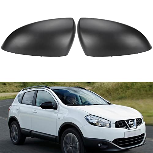 Par de cubiertas de espejo retrovisor de repuesto para Nissan Qashqai 2007-2014 tapa de espejo retrovisor izquierdo y derecho (negro)