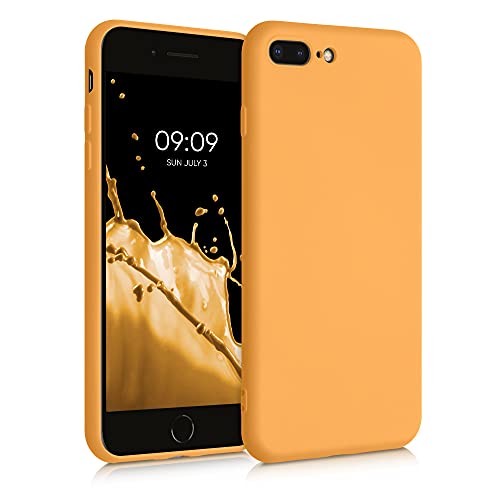 kwmobile Carcasa Compatible con Apple iPhone 7 Plus/iPhone 8 Plus Funda de Silicona - Flexible con Interior de Microfibra - Suave Protector antigolpes - Naranja Pastel