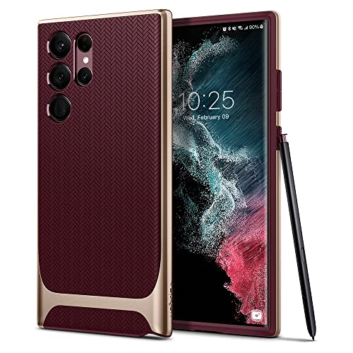 Spigen Funda Neo Hybrid Compatible con Samsung Galaxy S22 Ultra 5G - Burgundy