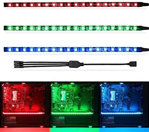 WOWLED Tira de luces LED RGB para juegos de PC, magnética, para iluminación de carcasa de torre completa para Aura Sync Gamer DIY 4Pin RGB Header 30cm 5050 Pack de 3 tiras