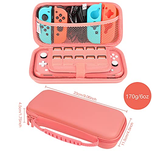 HEYSTOP Funda para Nintendo Switch Lite con Carcasa Switch Lite + Protector de Pantalla + Funda Tarjeta de Juegos + Tapas de Agarre para el Pulgar - Rosa