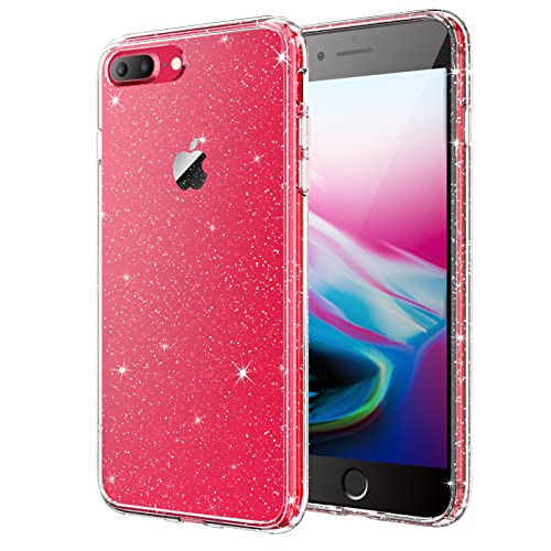 JETech Funda Glitter para iPhone 8 Plus/7 Plus, 5,5 Pulgadas, Carcasa Teléfono Bumper Antigolpes Bling Sparkle, Cute Brillante para Niñas y Mujeres (Transparente)