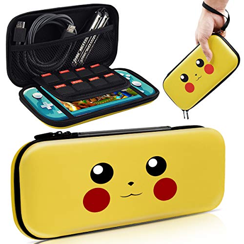 Funda de Pikachu para Switch Lite, Carcasa de Transporte de Pokemon Go Pikachu para Switch Lite, Pack de Estuche y Almacenamiento PortÃ¡til RÃ­gida para Switch Lite Case [Armarillo]