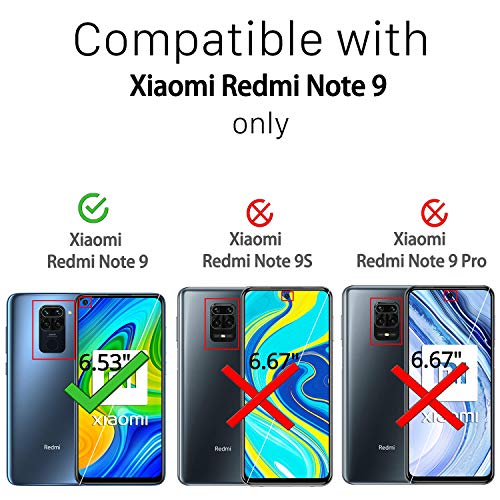 Ferilinso - Carcasa para Xiaomi Redmi Note 9 (2 Piezas, Vidrio Templado, Funda Transparente para Xiaomi Redmi Note 9, Protector de Pantalla, para Xiaomi Redmi Note 9)