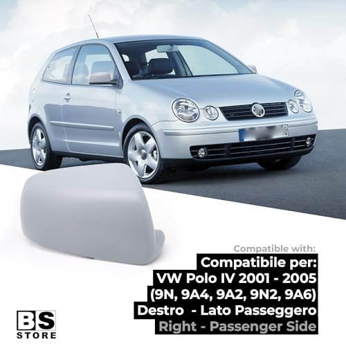 BSSTORE Carcasa de espejo retrovisor para pintar con imprimaci贸n para VW Polo IV (9N) 2001-2005 (lado del pasajero)