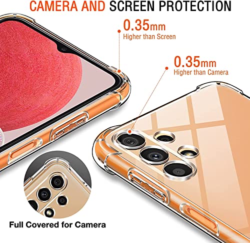 ivoler Funda para Samsung Galaxy A13 4G con 3 Piezas Cristal Templado, Carcasa Protectora Antigolpes Transparente, Suave TPU Silicona Caso Delgada Anti-Choques Case