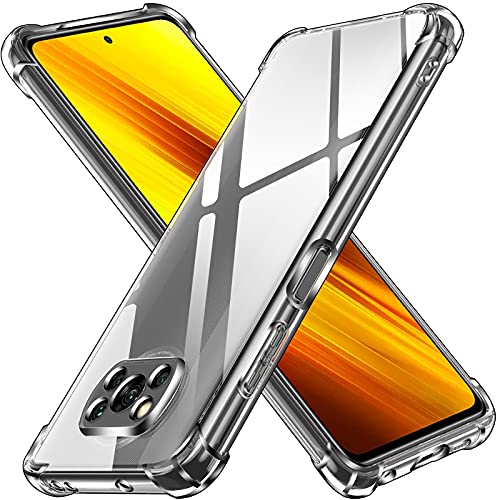 ivoler Funda para Xiaomi Poco X3 Pro/Xiaomi Poco X3 NFC/Xiaomi Poco X3, Carcasa Protectora Antigolpes Transparente con Cojín Esquina Parachoques, Suave TPU Silicona Caso Delgada Anti-Choques Case
