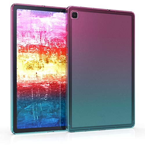 kwmobile Carcasa Compatible con Samsung Galaxy Tab S6 Lite (2022) / (2020) - Funda para Tablet de TPU - Bicolor Rosa Fucsia/Azul/Transparente