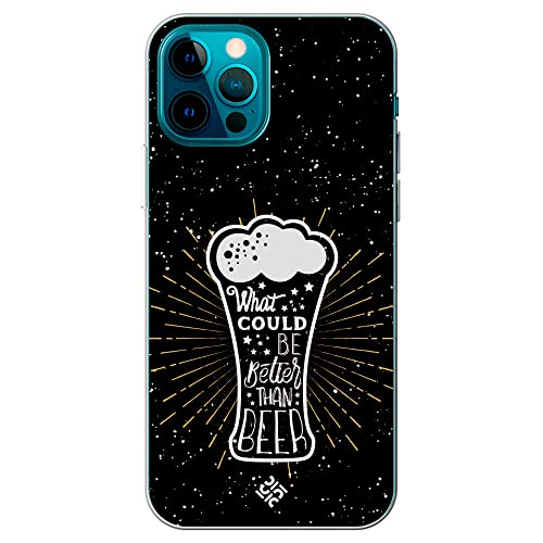 Movilshop Funda para [ iPhone 12 Pro ] Dibujo AutÃ©ntico [ What Could Be Better Than Beer ] de Silicona Flexible Transparente Carcasa Case Cover Gel para Smartphone.